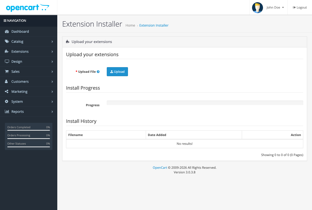 OpenCart Extension Installer